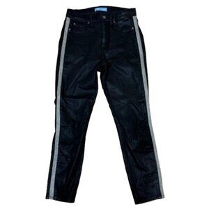 7 For All Mankind b(air) Denim Snakeskin Trim Coated Black Jeans Size 29